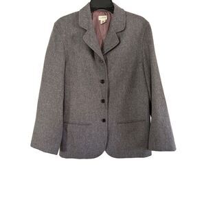 Women’s J.Crew 100% Wool 4 Button Jacket Size 8 Gray Mature Dressy Preppy Career